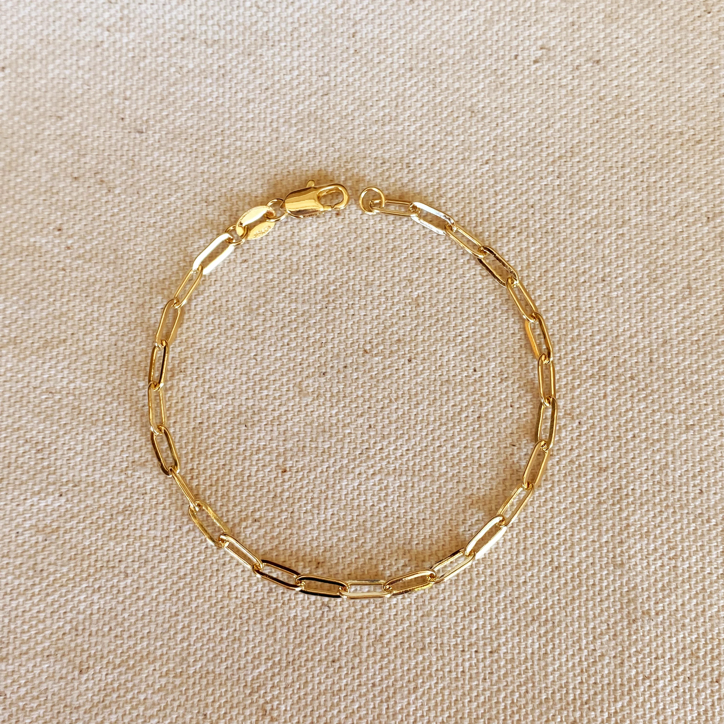 18k Gold Filled 3mm Paperclip Bracelet