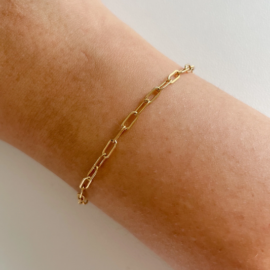 18k Gold Filled 3mm Paperclip Bracelet